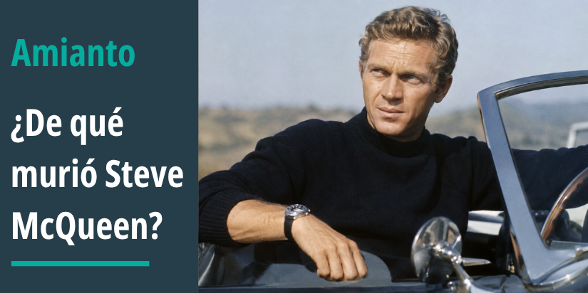 Imagen con texto "de qué murió Steve McQueen" y una foto del actor estadounidense montado en un coche descapotable.